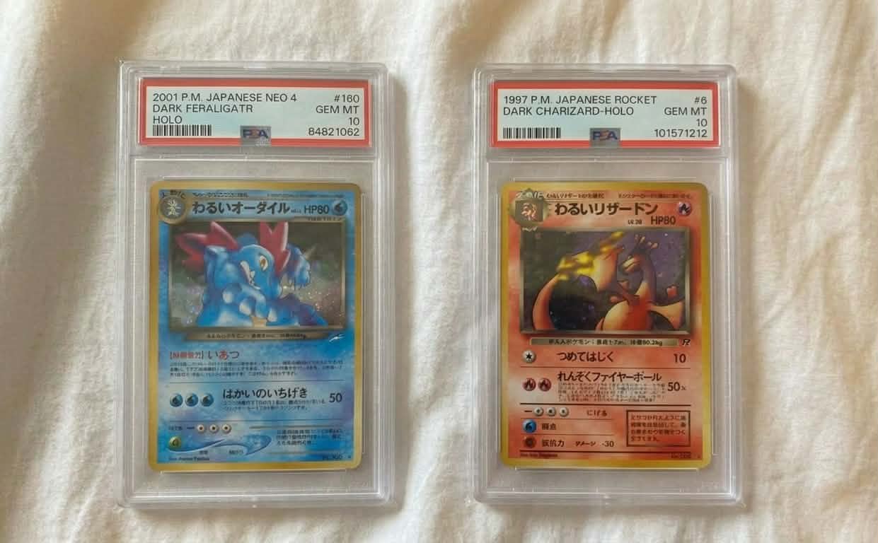 PSA Graded Dark Charizard and Dark Feraligatr